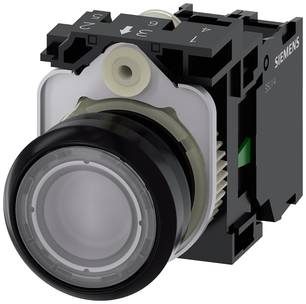 [Imagem do produto BOTAO PLA ILU 230V MOM PARA 1NA TR 3SU11060AB701BA0 SIEMENS]