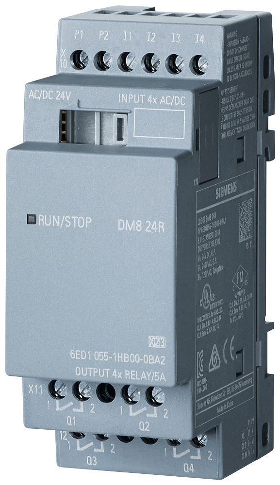 [Imagem MÓDULO DE EXPANSÃO DM8 24R PS/I/O: 24V/24V/ RELÉ 2 MW 4 DI/4 DO ENTRADA AC/DC/NPN PARA LOGO 8 6ED10551HB000BA2 SIEMENS]