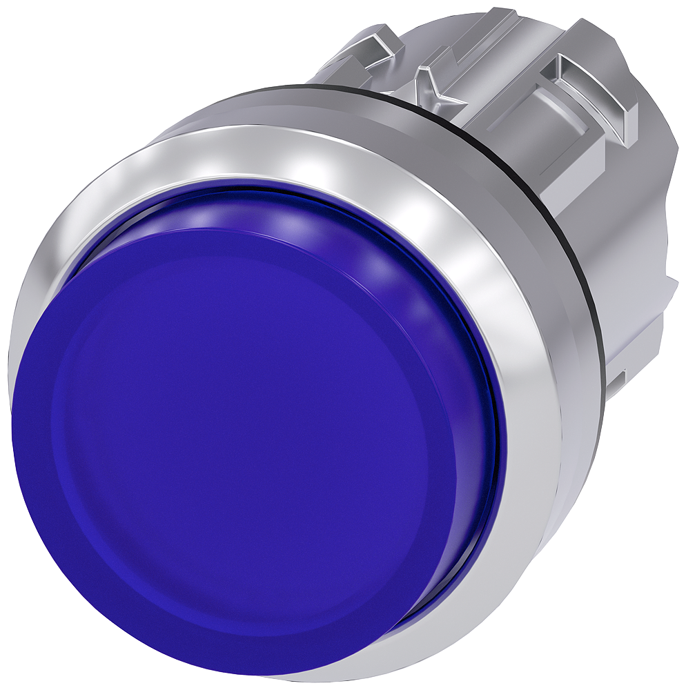 BOTÃO ILUMINADO 22 MM REDONDO METAL DE ALTO BRILHO AZUL BOTÃO DE PRESSÃ 3SU10510BB500AA0-ZY11 SIEMENS