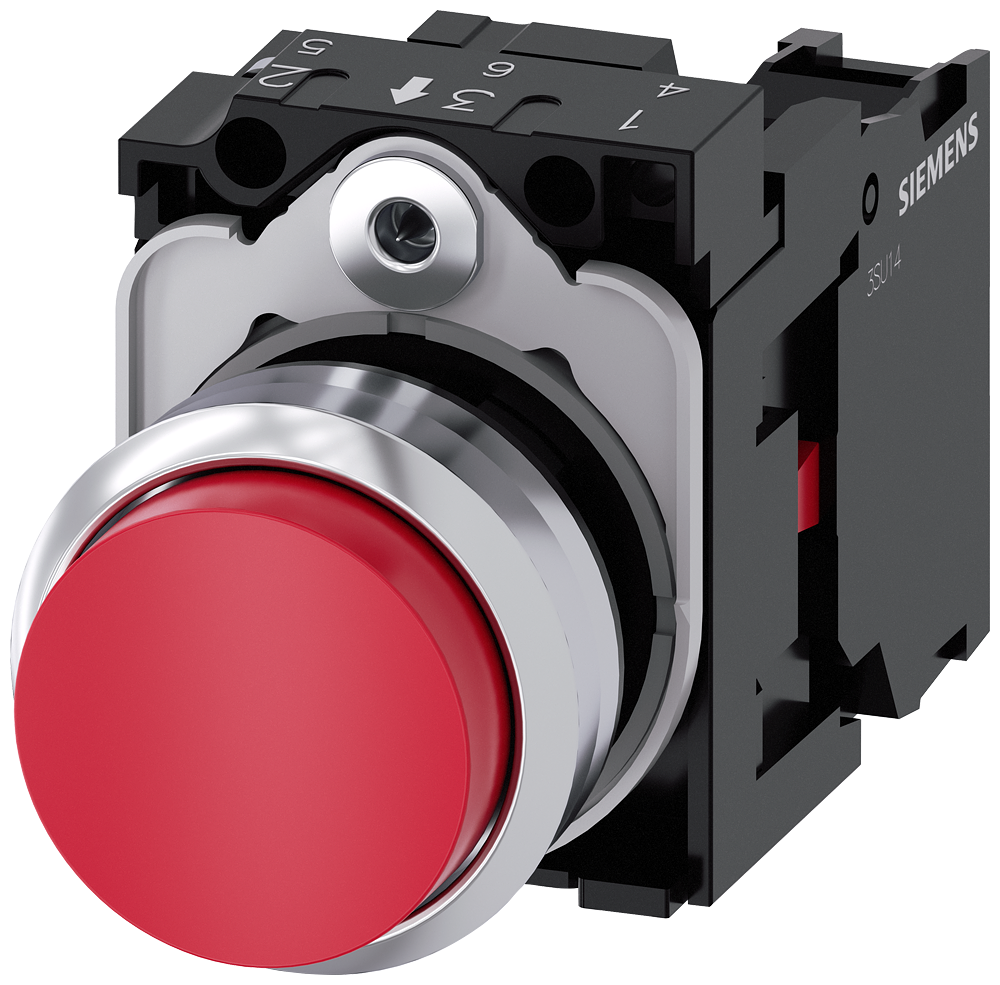 BOTÃO 22 MM REDONDO METAL DE ALTO BRILHO VERMELHO BOTÃO DE PRESSÃO ALT 3SU11500BB201CA0-ZY13 SIEMENS