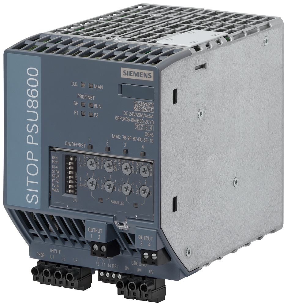 [Imagem SITOP PSU8200 24V/4X5A PN TRIFÁSICA 6EP34368MB002CY0 SIEMENS]