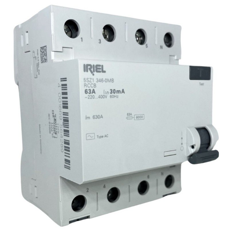 [Imagem do produto DISJUNTOR DE CORRENTE DE FUGA TIPO CA 63A 3+N POL 30MA 400V 4TE PARA BRASIL 5SZ13460MB SIEMENS]