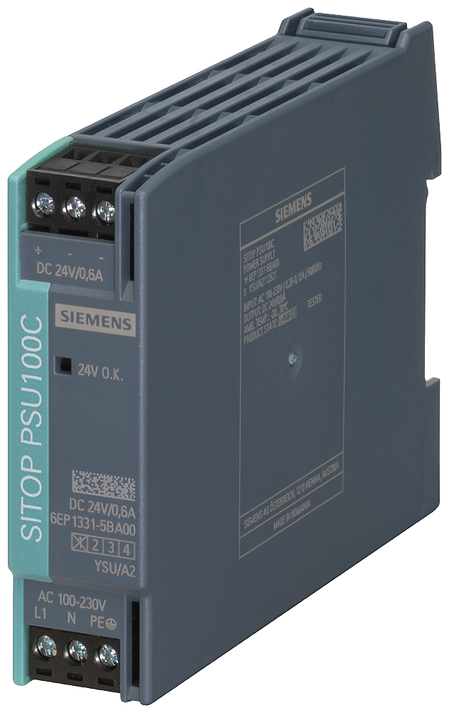[Imagem do produto FONTE DE ALIMENTAÇÃO SITOP PSU100C 24V 0,6A 6EP13315BA00 SIEMENS]