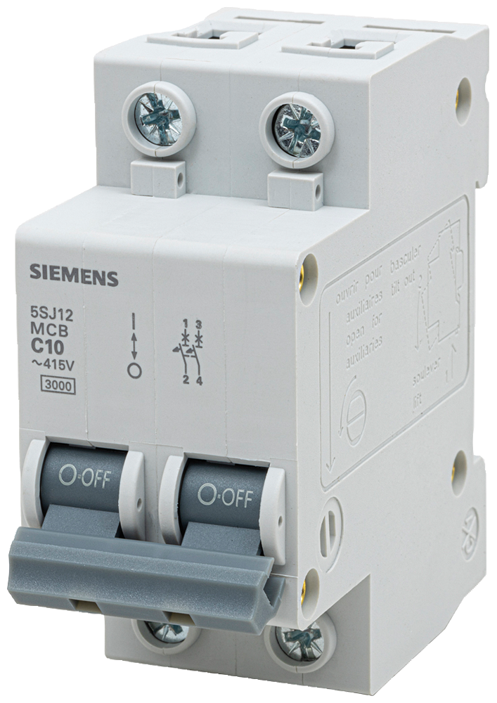 [Imagem DISJUNTOR MINI BIPOLAR 10A 220/380VCA CURVA C 3KA 5SJ12107MB SIEMENS]