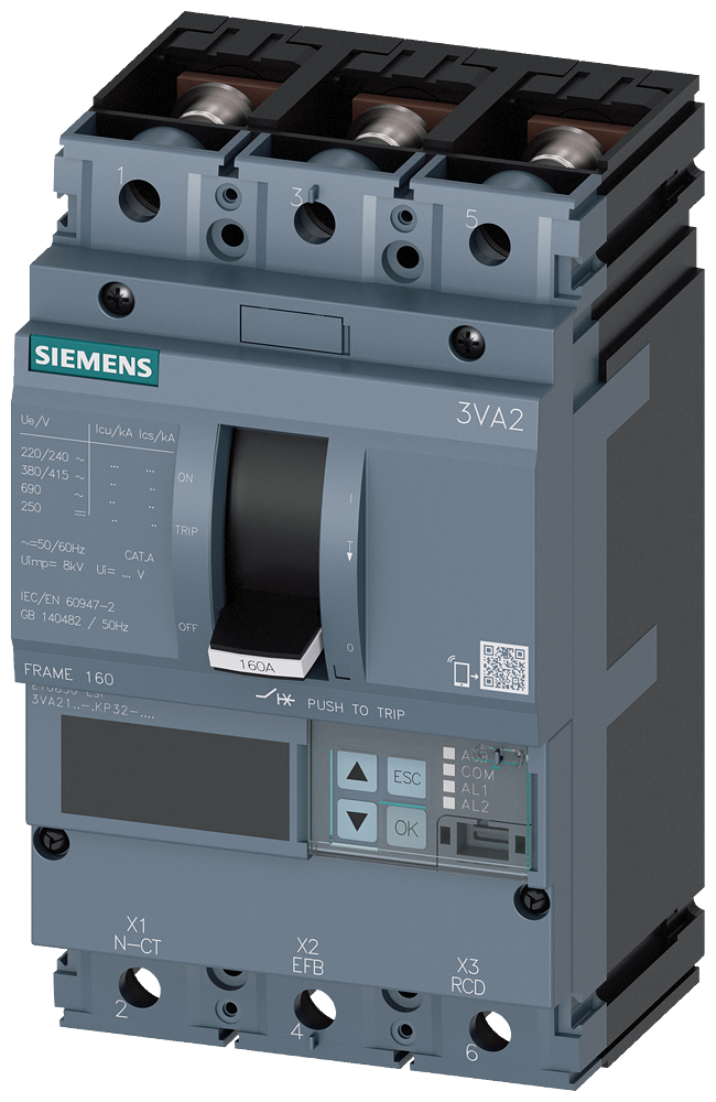 [Imagem do produto DISJUNTOR 3P 25A 110KA 380V ETU850 LSI 3VA21 3VA21257KP320AA0 SIEMENS]