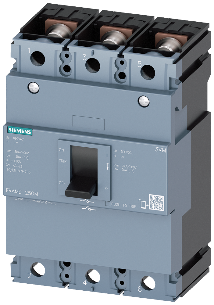 [Imagem SECCIONADOR DE CORTE EM CARGA 3VM1 IEC FRAME 250 DE 3 POLOS SD100, IN=250A SE 3VM12251AA320AA0 SIEMENS]