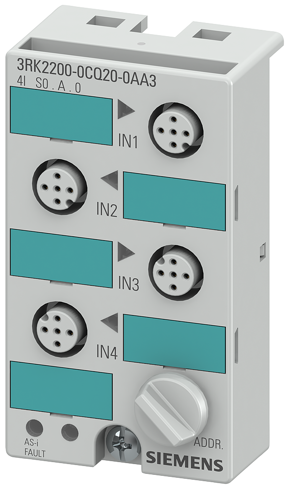 [Imagem MÓDULO COMPACTO AS-I K45 DIGITAL A/B SLAVE 4DI IP67 4 X ENTRADA 3RK22000CQ200AA3 SIEMENS]