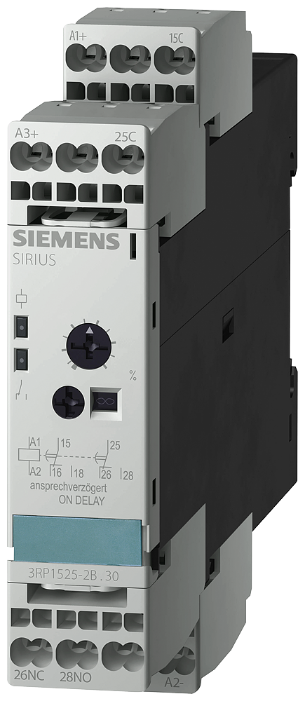 RELÉ DE TEMPO MULTIFUNÇÃO 2W ATRASADO NA RESPOSTA 0,05S-100HR 24-240V CA/CC 3RP15252BW30 SIEMENS