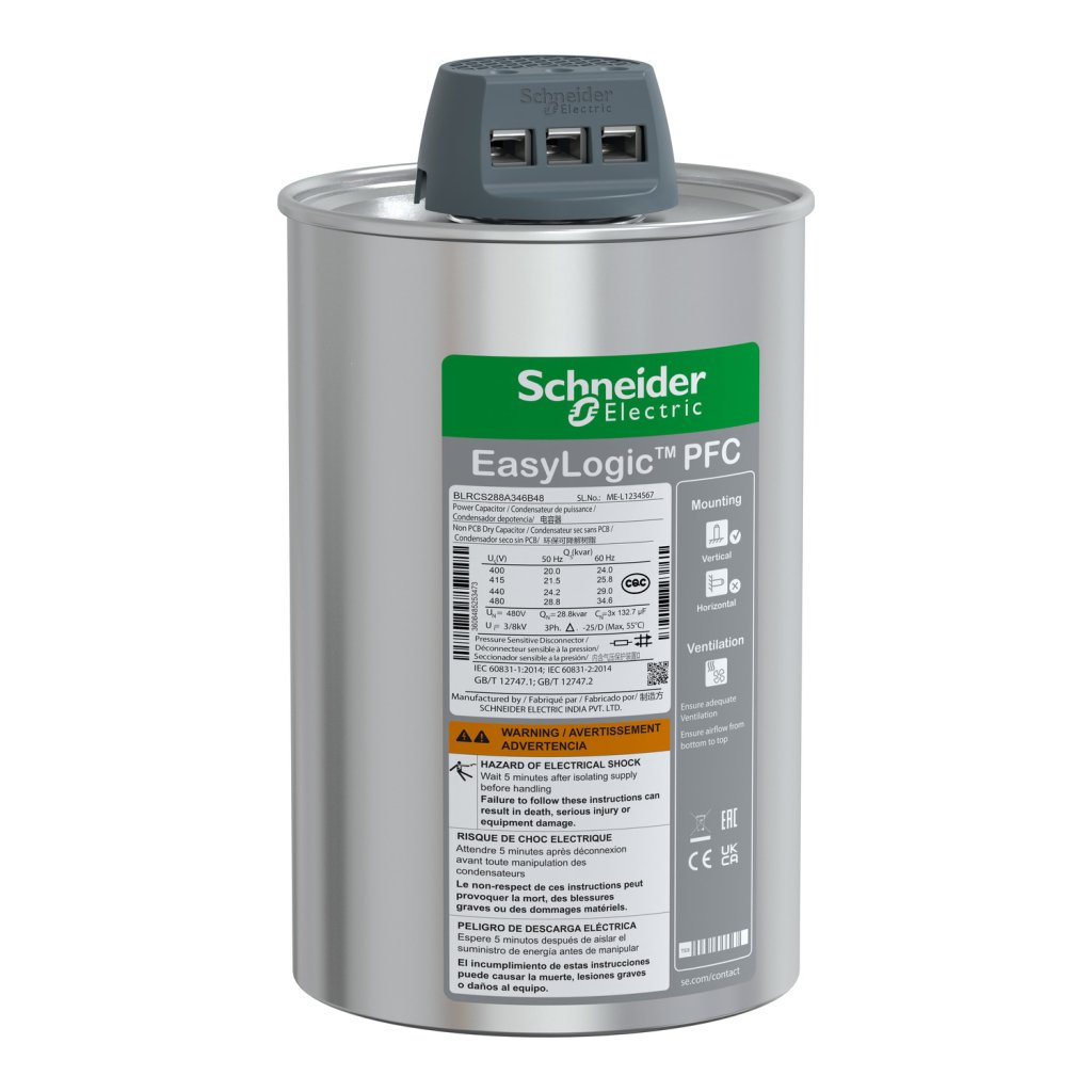 [Imagem CAPACITOR PFC EASYLOGIC 28 8/34 6 KVAR 480 V 50/60HZ BLRCS288A346B48 SCHNEIDER]