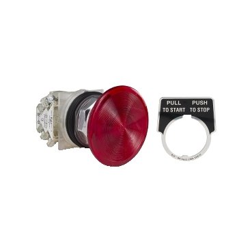 [Imagem BOTÃO Ø30MM METÁLICO COGUMELO Ø57MM EMPURRAR PUXAR VERMELHO NA+NF 9001KR9R21H13 SCHNEIDER]
