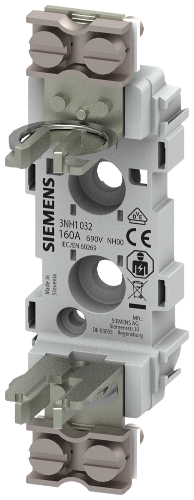 [Imagem BASE DE FUSÍVEL NH PLÁSTICA TAMANHO 00 160A 690V 3NH1032 SIEMENS]