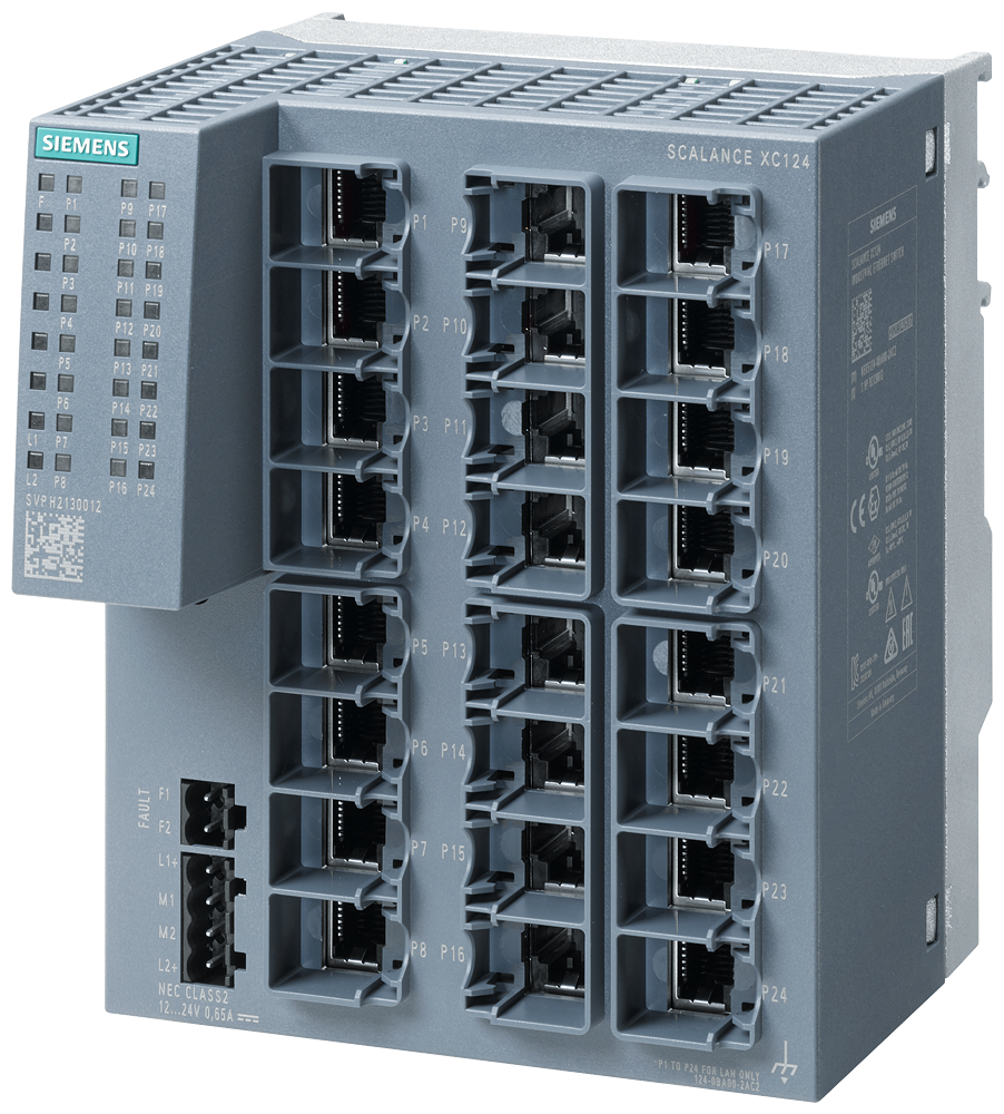 [Imagem SWITCH 24P RJ45 10/100 MBIT/S SCALANCE XC124 6GK51240BA002AC2 SIEMENS]
