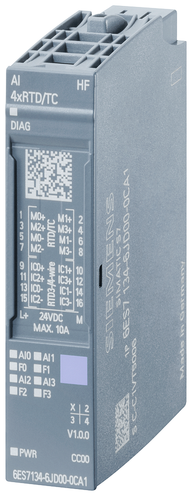[Imagem MÓDULO DE ENTRADA ANALÓGICA 4 CANAIS RTD/TC HIGH FEATURE SIMATIC ET 200SP 6ES71346JD000CA1 SIEMENS]