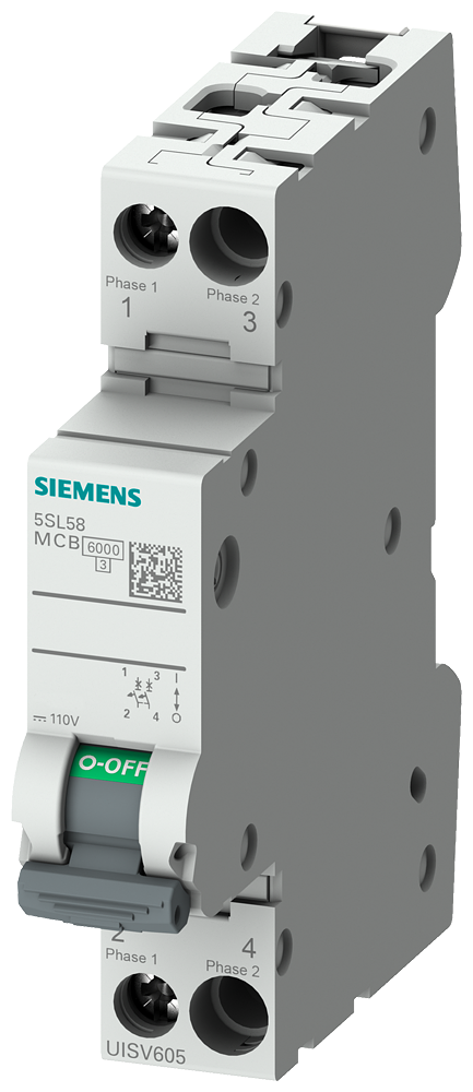 MINIDISJUNTOR 6 KA 110 V CC DE 2 POLOS 1UD (18MM) C 20A 5SL58207 SIEMENS