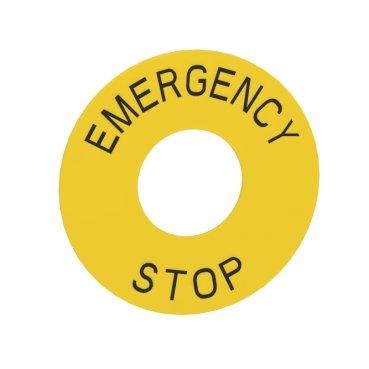 [Imagem EASY HARMONY XB2 LEGEND HOLDER Ø60 FOR EMERGENCY STOP PLASTIC YELLOW MARKED EMERGENCY STOP ZB2BY9330C SCHNEIDER]