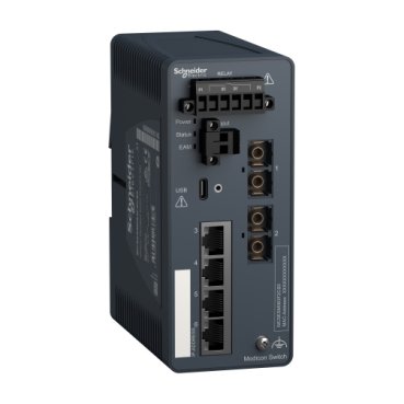 [Imagem MODICON MANAGED SWITCH 4 PORTS FOR COPPER + 2 PORTS FOR FIBER OPTIC SINGLE MODE MCSESM063F2CS0 SCHNEIDER]