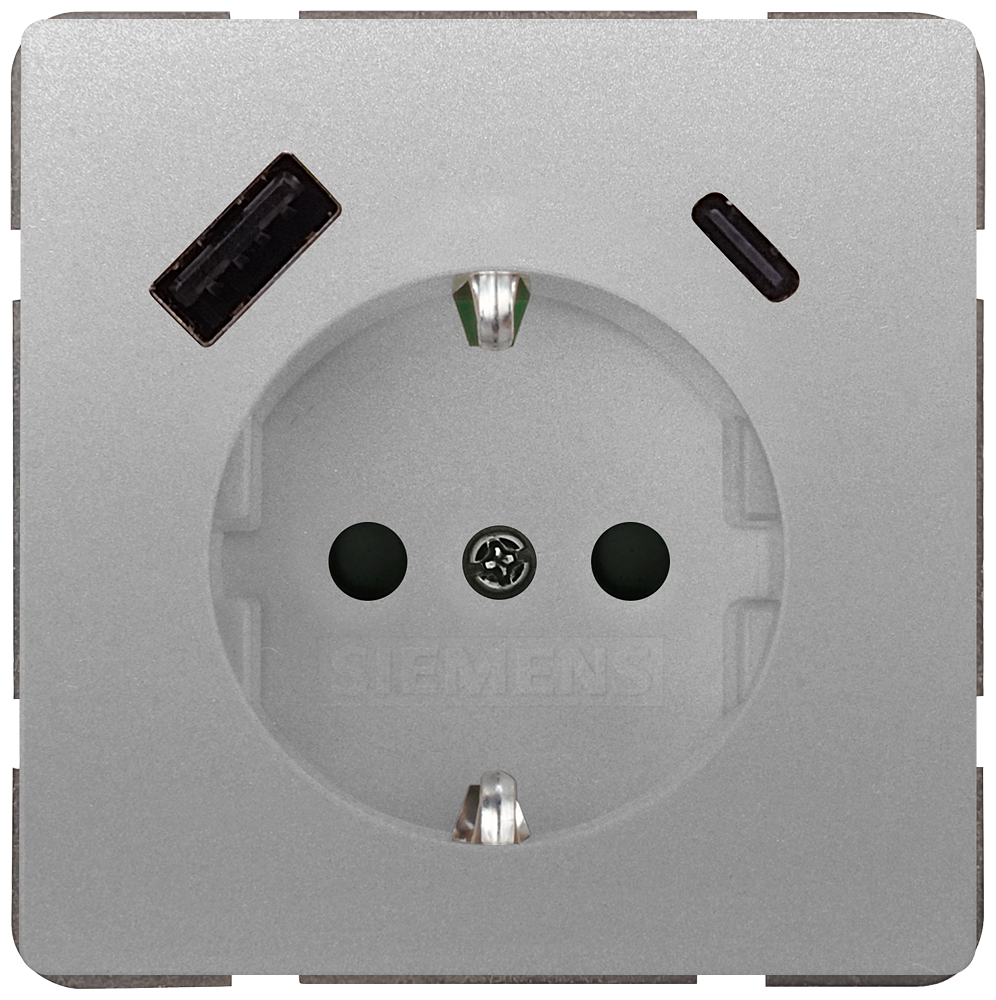 TOMADA SCHUKO USB 2 USB A+C POTÊNCIA: ATÉ 18 W METÁLICO PLATINADO 5UB18701PM01 SIEMENS