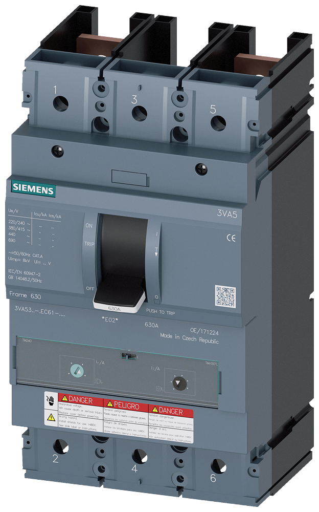 DISJUNTOR UL FRAME 400 200 A DE 2 POLOS 100 KA TM FTAM SEM CONEXÃO 3VA53207EC610AA0 SIEMENS
