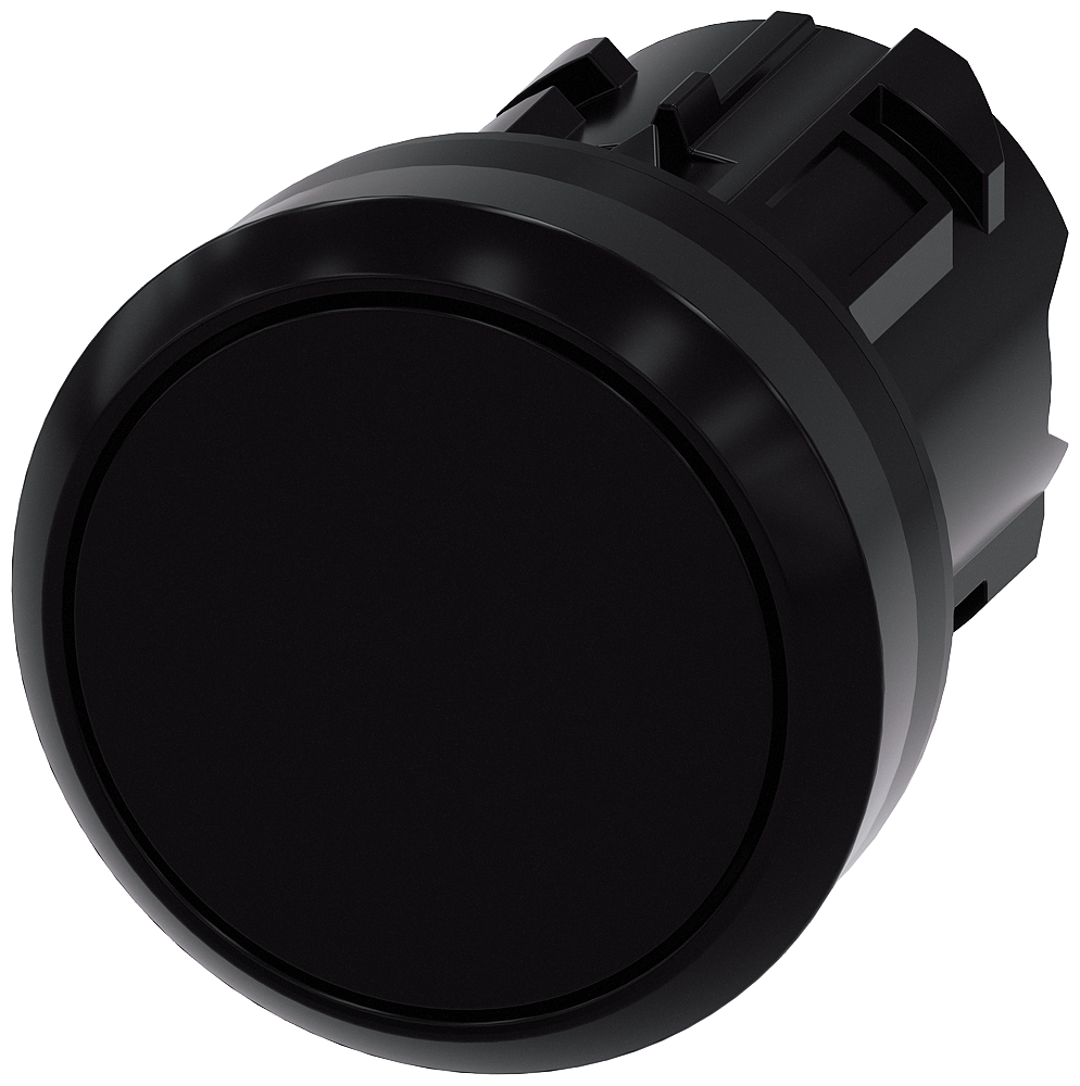 BOTÃO 22 MM REDONDO PLÁSTICO PRETO BOTÃO DE PRESSÃO PLANO RE 3SU10000AB100AA0-ZY11 SIEMENS