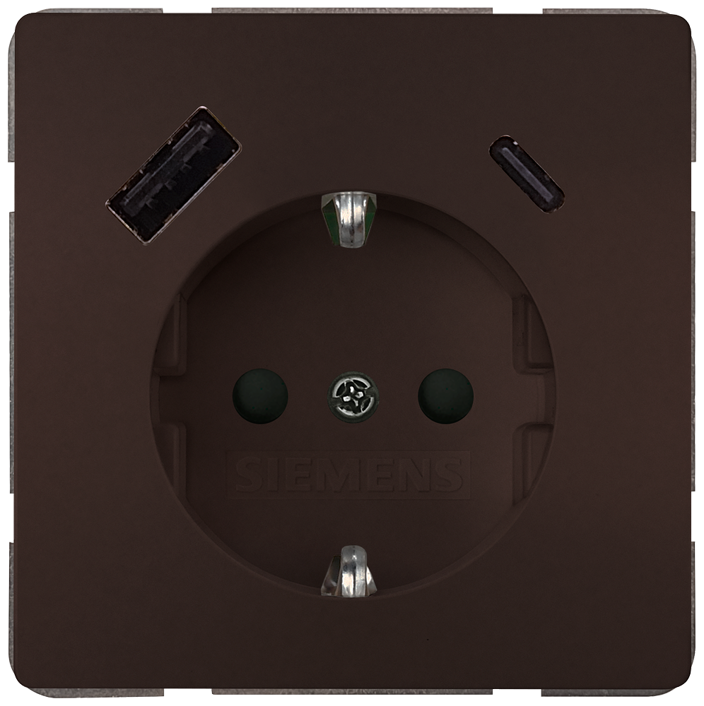 TOMADA SCHUKO USB 2 USB A+C POTÊNCIA: ATÉ 18 W CHOCOLATE 5UB18701CH01 SIEMENS