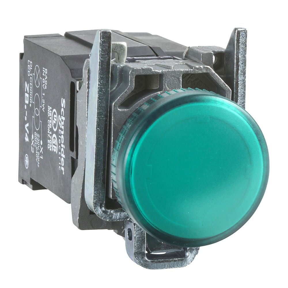 [Imagem SINALIZADOR MODULAR Ø22MM METÁLICO, COM LÂMPADA BA9S, VERDE, 220V XB4BV43 SCHNEIDER]