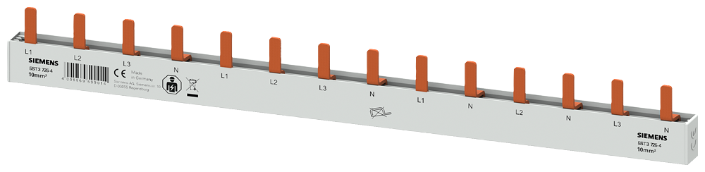 BARRAMENTO DE PINO 10MM2 DE 4 FASES 1X (3FA+N) + 5X (1FA+N) 248MM 5ST37254 SIEMENS