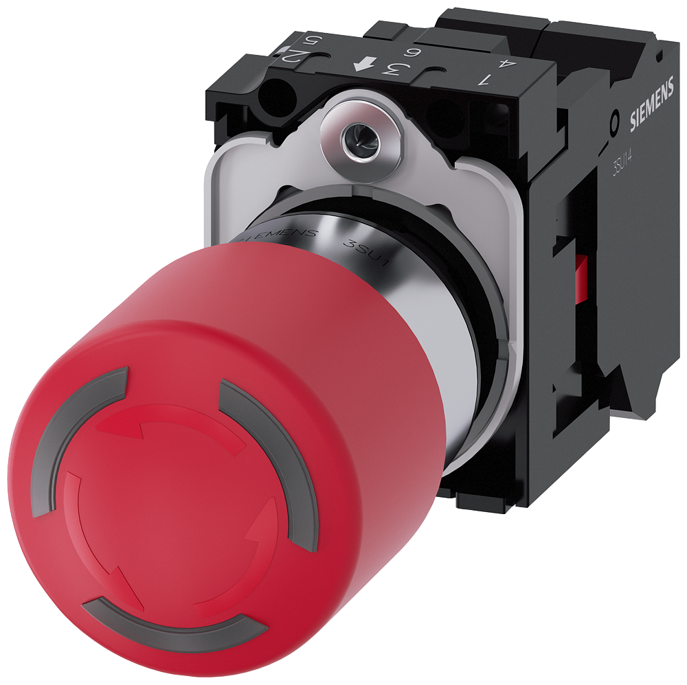 BOTÃO COGUMELO DE PARADA DE EMERGÊNCIA ILUMINÁVEL 22 MM REDONDO METAL AL 3SU11521GB203CW0 SIEMENS