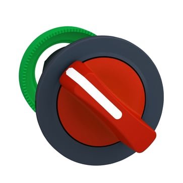 [Imagem CABEÇOTE PARA CHAVE SELETORA FACEADA Ø30MM PLÁSTICO 2 POSIÇÕES RETORNO POR MOLA MANOPLA CURTA VERMELHO ZB5FD404 SCHNEIDER]