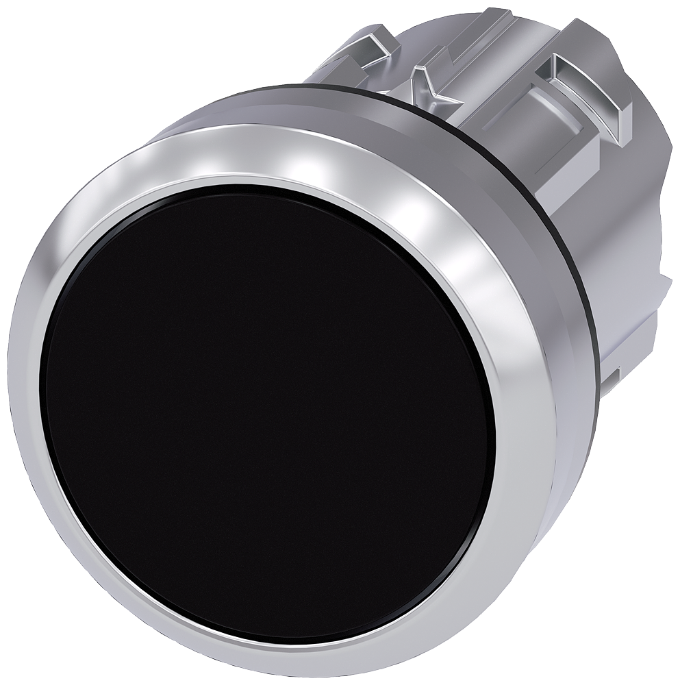 BOTÃO 22 MM REDONDO METAL DE ALTO BRILHO PRETO BOTÃO DE PRESSÃO PLANO 3SU10500AB100AA0-ZY13 SIEMENS
