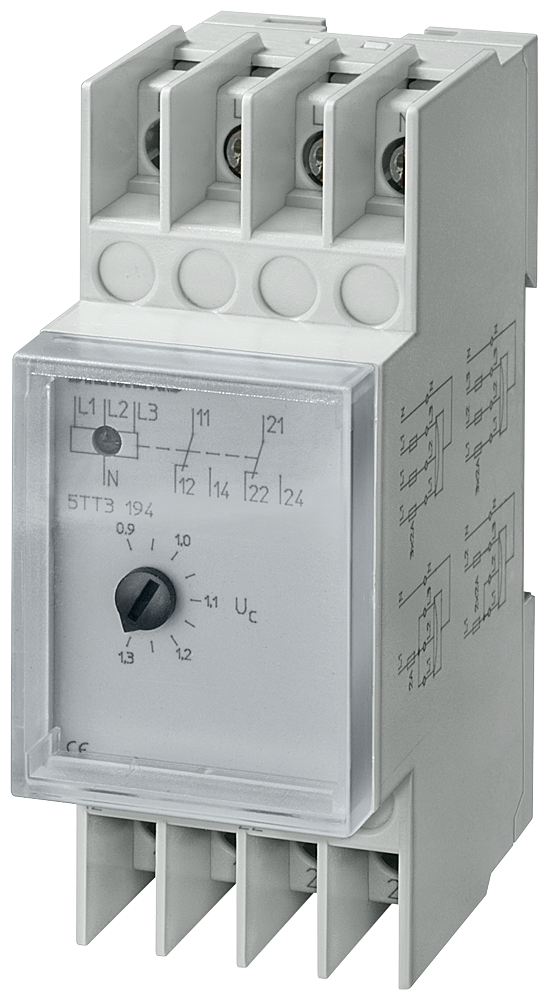 RELÉ DE TENSÃO CA 230/400 V 2 W 0,9/1,3 MONITORAMENTO ASSIMÉTRICO 5TT3195 SIEMENS