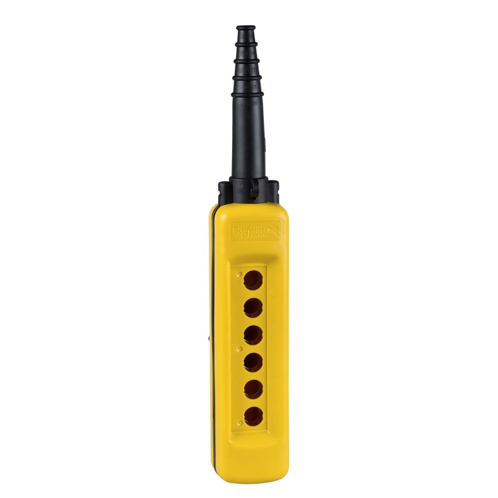 [Imagem do produto BOTOEIRA PENDENTE 6 FUROS Ø22MM VAZIA AMARELA XACA06 SCHNEIDER]