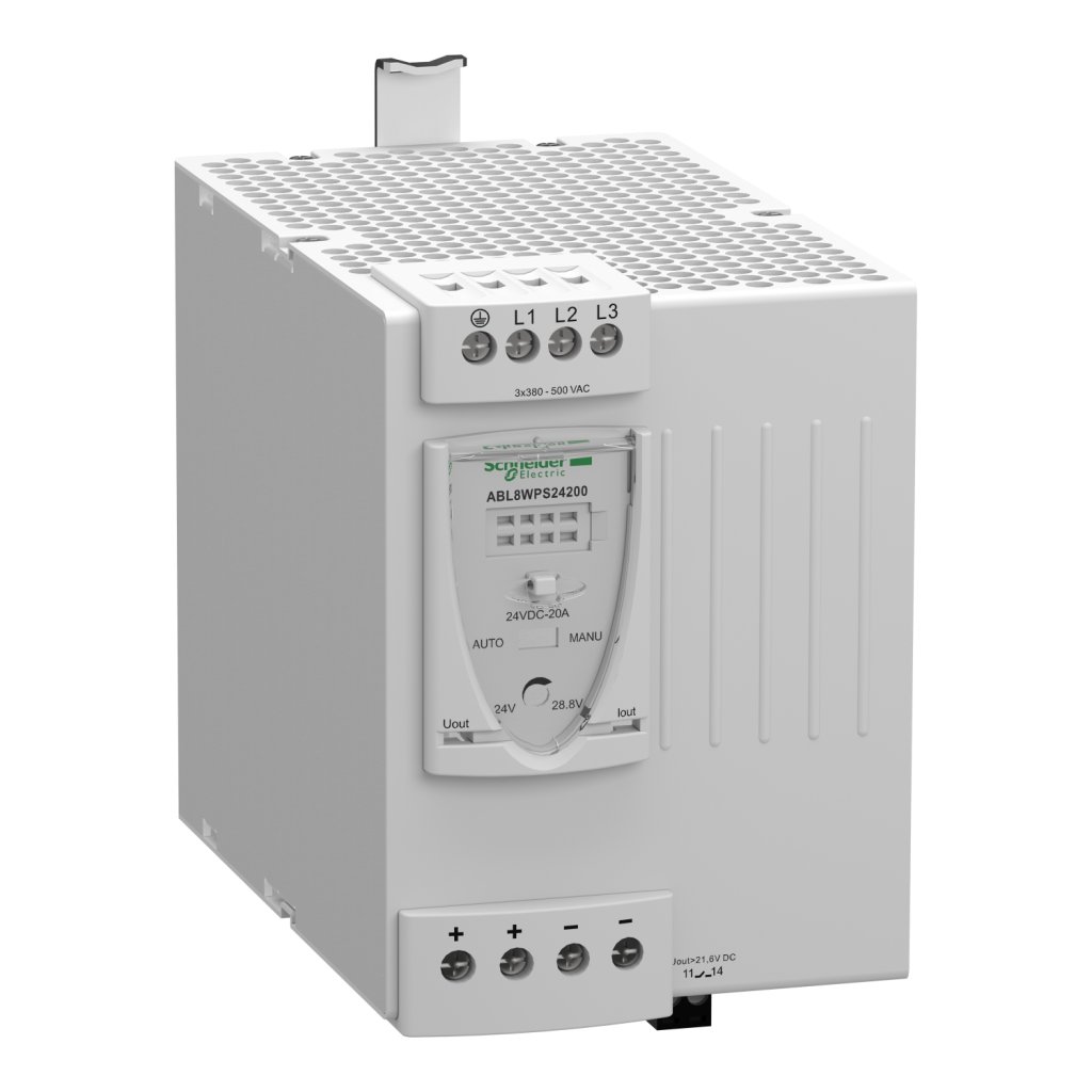 [Imagem do produto FONTE DE ALIMENTAÇÃO CHAVEADA TRIFÁSICO 480W E-380/500VCA S-24VCC ABL8WPS24200 SCHNEIDER]
