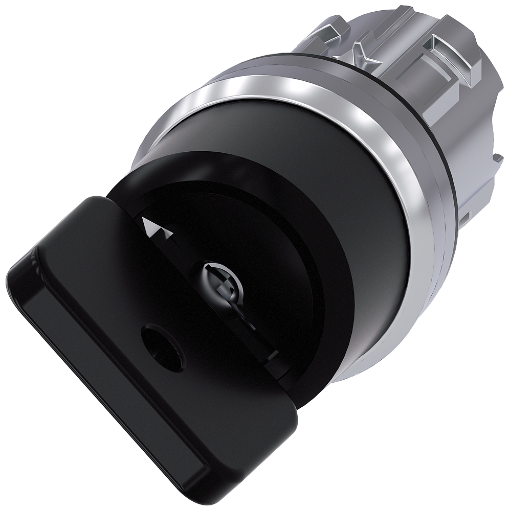 [Imagem do produto INTERRUPTOR DE CHAVE O.M.R, 22MM REDONDO, METAL BRILHANTE PRETO RETIRADA DA C 3SU10504HC010AA0 SIEMENS]