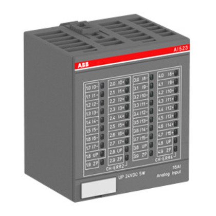 [Imagem do produto UNIDADE EXPANSAO ANALOGICA P/CONTROLADOR LOGICO PROGRAMAVEL C/16 ENTRADAS ANALOGICAS CONFIGURAVEIS TENSAO CORRENTE PT100 PT1000 E NI1000 AI523 ABB]