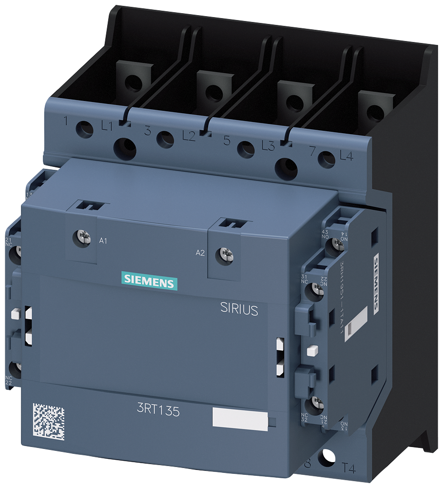 CONTATOR AC-1 200 A/400 V/40 °C S6 DE 4 POLOS AC/DC 250-500 V 2NO+2NF 3RT13556AR36 SIEMENS