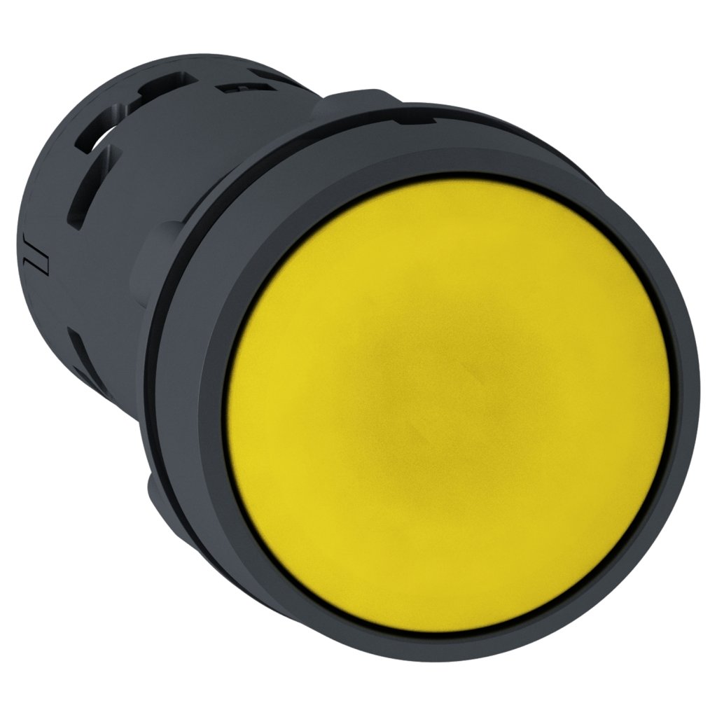 [Imagem BOTÃO MONOBLOCO Ø22MM PLÁSTICO RETORNO POR MOLA AMARELO NA XB7NA81 SCHNEIDER]