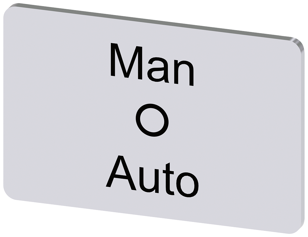 [Imagem do produto PLACA DE IDENTIFICAÇÃO 17,5X27MM, PLACA PRATA, INSCRIÇÃO: MAN-O-AUTO 3SU19000AD810DY0 SIEMENS]