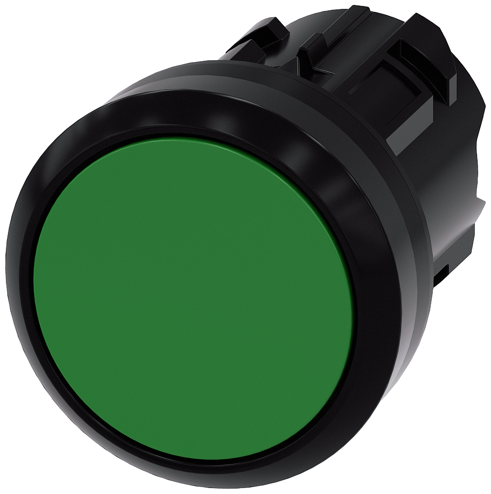 BOTÃO 22 MM REDONDO PLÁSTICO VERDE BOTÃO DE PRESSÃO PLANO RET 3SU10000AB400AA0-ZX90 SIEMENS