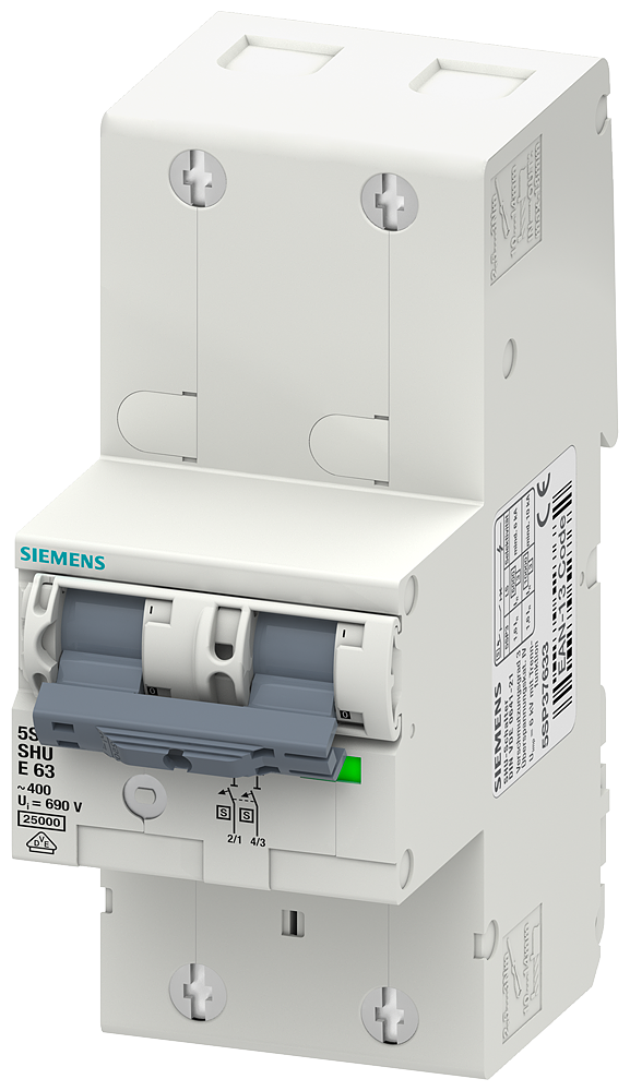 DISJUNTOR PRINCIPAL SELETIVO (SHU) 2 POLOS E 63 400 V 5SP32633 SIEMENS