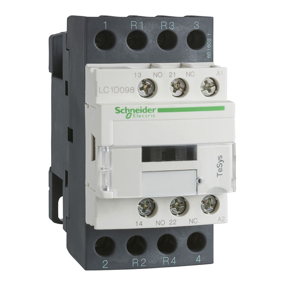 [Imagem CONTATOR TETRAPOLAR TESYS D 2PNA E 2PNF 12A 1NA+1NF 24VCA LC1D128B7 SCHNEIDER]
