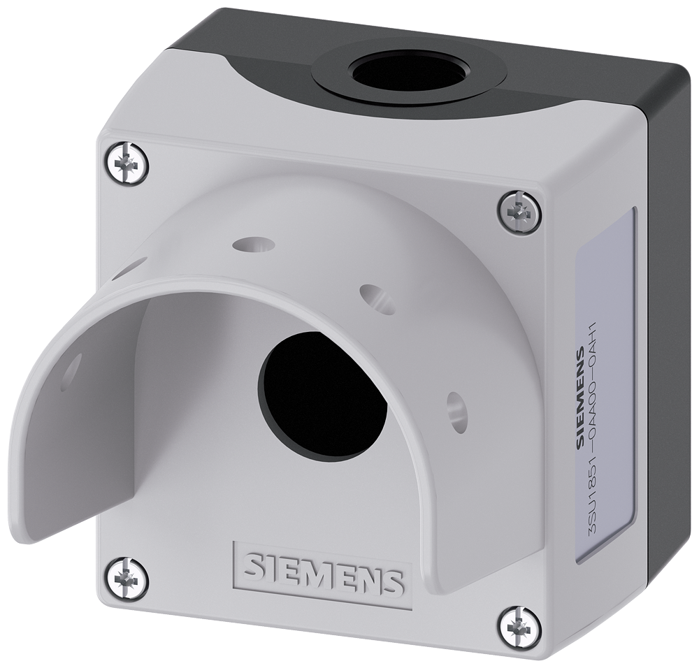 [Imagem do produto CARCAÇA PARA APARELHO DE COMANDO, 22MM, REDONDA, METAL, CINZA, 1 PONTO DE COM 3SU18510AA000AH1 SIEMENS]