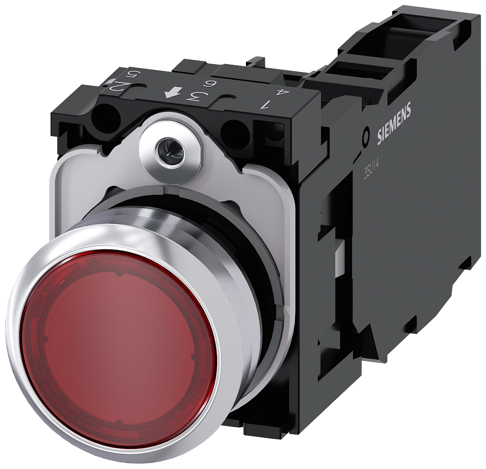 [Imagem do produto BOTÃO METÁLICO ILUMINADO 230V PARA 1NA1NF VERMELHO 3SU11560AB201FA0 SIEMENS]