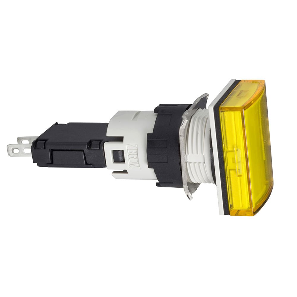 [Imagem SINALIZADOR 16MM PLASTICO RETANGULAR LED 1224VCA CC AMARELO XB6DV5BB SCHNEIDER]