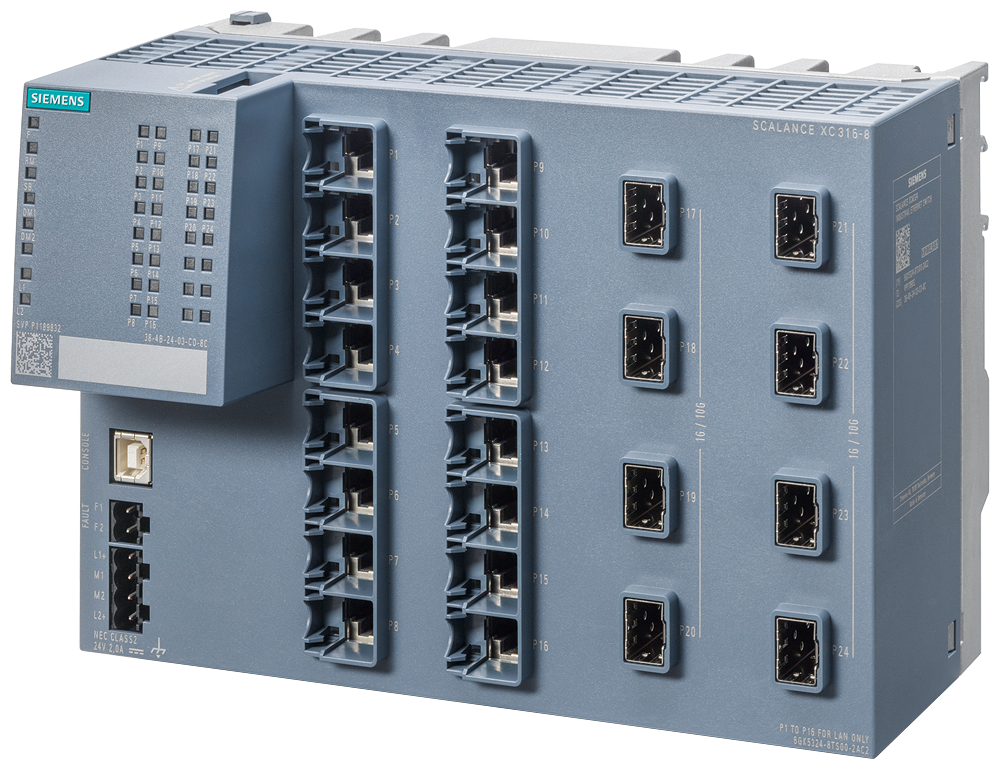 [Imagem SWITCH IE GERENCIADO SCALANCE  SCALANCE XC316-8 CAMADA 2 16 X RJ45 10/100/1000 MBIT/S 6GK53248TS002AC2 SIEMENS]
