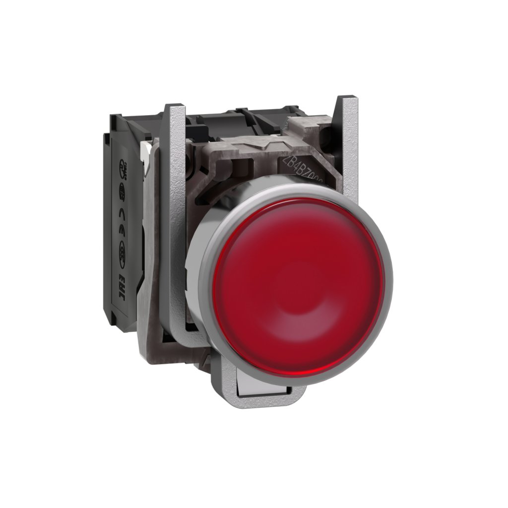 [Imagem BOTÃO LUMINOSO Ø22MM METÁLICO RETORNO POR MOLA VERMELHO NA+NF 24VCA/CC XB4BW34B5 SCHNEIDER]