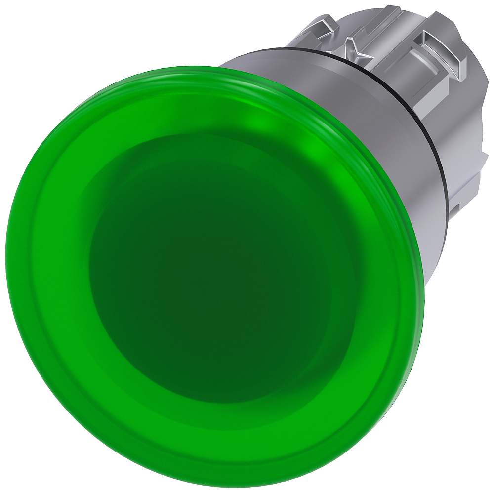 BOTÃO LUMINOSO EM FORMA DE COGUMELO 22 MM REDONDO METAL DE ALTO BRILHO V 3SU10511BA400AA0-ZY15 SIEMENS