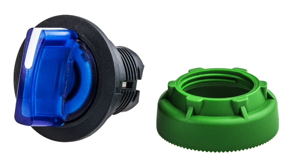 [Imagem CABEÇOTE PARA CHAVE SELETORA LUMINOSA FACEADA Ø30MM PLÁSTICO 3 POSIÇÕES FIXAS AZUL ZB5FK1363 SCHNEIDER]