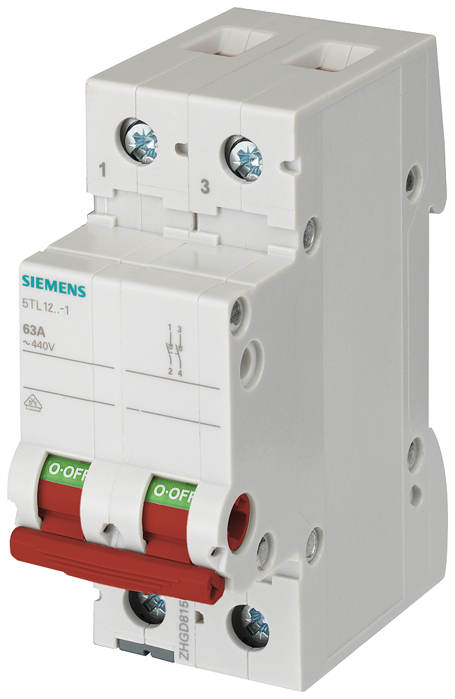 CHAVE LIGA/DESLIGA 100A DE 2 POLOS COM MANOPLA VERMELHA 5TL12911 SIEMENS