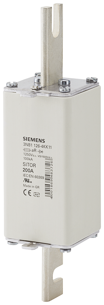 [Imagem do produto ELEMENTO DE FUSÍVEL SITOR, COM CONTATOS DE FACA RANHURADOS, NH1L, IN: 250 A, AR 3NB11284KK11 SIEMENS]