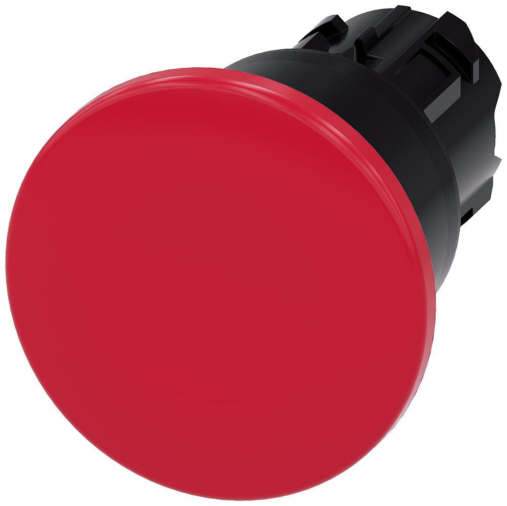[Imagem BOTÃO FRONTAL COGUMELO 40MM PLÁSTICO RETO 22MM VERMELHO 3SU10001BA200AA0 SIEMENS]